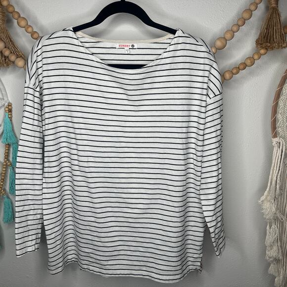 Sundry Black White Colorful Stripe L/S Top - Picture 1 of 5